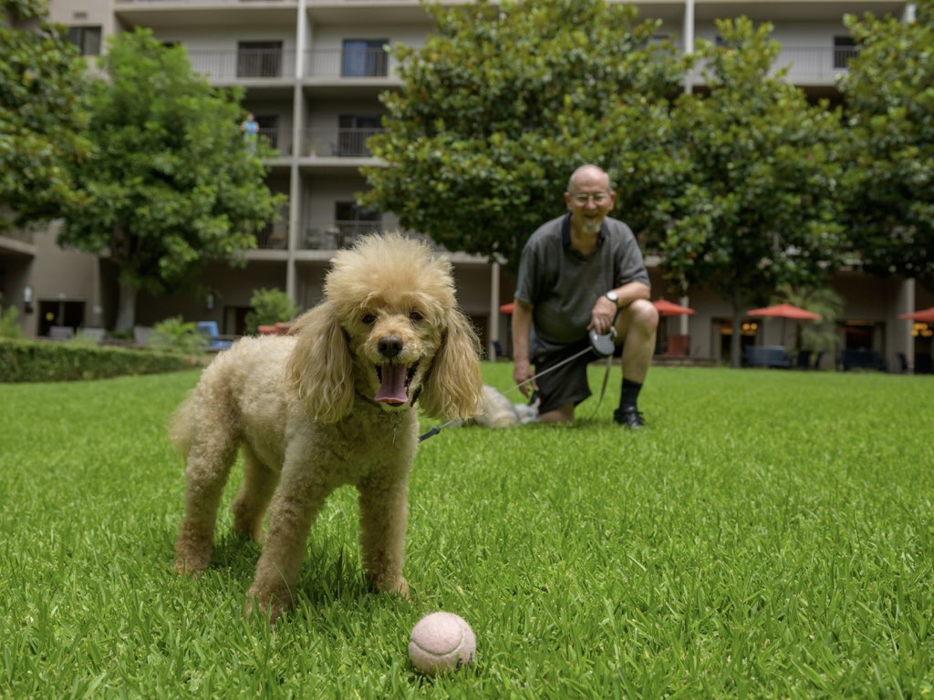 Retirement Community in Pasadena Resident with Dog